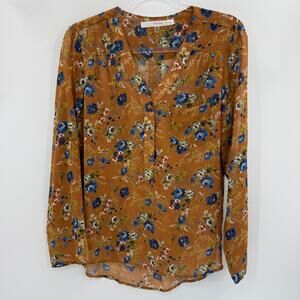 FUN2FUN Womens Sheer Floral Layering Shirt Size M Long Sleeve Cottagecore